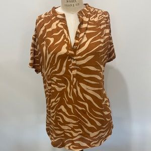Maeve by Anthropologie animal print shirt sleeve blouse size SM NWT